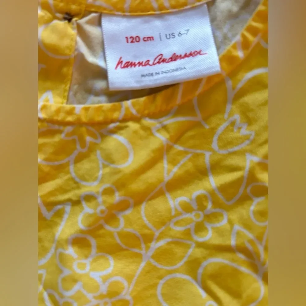 HANNA ANDERSSon Short Sleeve Cotton 6 7 Girls Children’s Dress Yellow Polka Dot